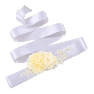 S172 New Ivory Flowers Wedding Belts Bridal Sash Bride Bridesmaid Dress Accessories Women Prom Party Dress Evening Dresses Belt