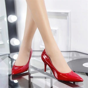 Women's Shoes Large Size Boats Shoes Woman High Heels Wedding Shoes Pumps zapatos mujer 2020 Thick Heels ladies shoes Black Red