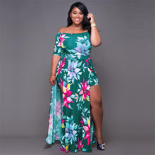 Load image into Gallery viewer, European and American Plus Size Women&#39;s Digital Printing One-Piece Split European and American Dress