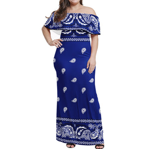 Women's Party Clothing One Shoulder Dresses Plus Size Sexy vintage Long Dresses Print On Demand Bandana Print dress Style 1