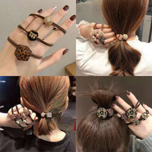 Load image into Gallery viewer, Hair Bands Combination Female Rubber Band Line Elastic Hair Band Rope Simple Retro Star Leopard Print Ponytail Female
