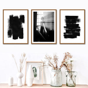 Black White Fashion Woman Abstract Lines Wall Art Canvas Painting Nordic Posters And Prints Wall Pictures For Living Room Decor 1