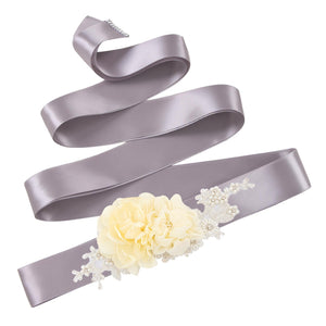 S172 New Ivory Flowers Wedding Belts Bridal Sash Bride Bridesmaid Dress Accessories Women Prom Party Dress Evening Dresses Belt