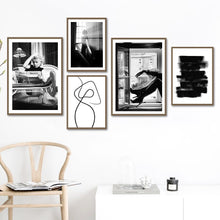 Load image into Gallery viewer, Black White Fashion Woman Abstract Lines Wall Art Canvas Painting Nordic Posters And Prints Wall Pictures For Living Room Decor 1