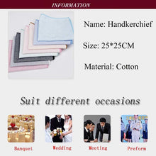 Load image into Gallery viewer, High Quality 100% Cotton Classic Suits Solid Pocket Square 25cm*25cm Men&#39;s Handkerchiefs Chest Towel Ladies Blue Pink Hanky Gift