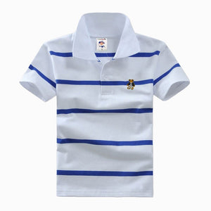 High Quality All-Match Unisex Boy Polo shirts for Kids  Summer Toddler Big Boy Tops Girls T shirt  Cotton White Blue shirts