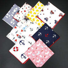 Load image into Gallery viewer, High Quality Men&#39;s 100% Cotton Pocket Square Vintage Animal Anchor Print Handkerchief Chest Towel Party Suit Hankies 25*25CM