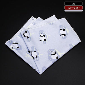 High Quality Men's 100% Cotton Pocket Square Vintage Animal Anchor Print Handkerchief Chest Towel Party Suit Hankies 25*25CM