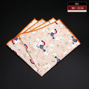 High Quality Men's 100% Cotton Pocket Square Vintage Animal Anchor Print Handkerchief Chest Towel Party Suit Hankies 25*25CM