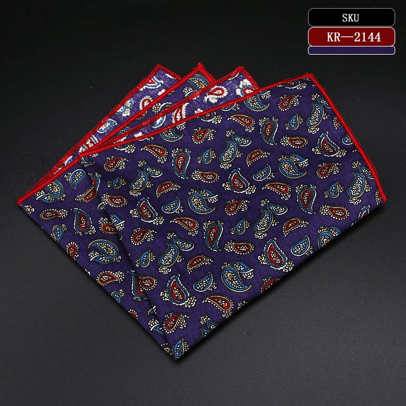 High Quality Men's 100% Cotton Pocket Square Vintage Animal Anchor Print Handkerchief Chest Towel Party Suit Hankies 25*25CM