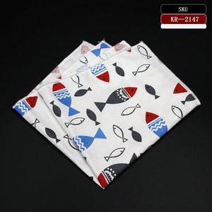 High Quality Men's 100% Cotton Pocket Square Vintage Animal Anchor Print Handkerchief Chest Towel Party Suit Hankies 25*25CM