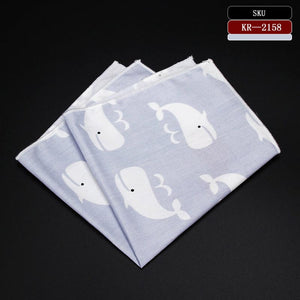 High Quality Men's 100% Cotton Pocket Square Vintage Animal Anchor Print Handkerchief Chest Towel Party Suit Hankies 25*25CM