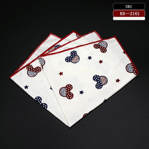 High Quality Men's 100% Cotton Pocket Square Vintage Animal Anchor Print Handkerchief Chest Towel Party Suit Hankies 25*25CM