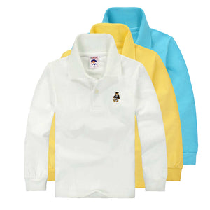 High Quality Unisex Boys Girls School Uniform Polo Shirt Kids  Baby Toddler Long Sleeve Spring Autumn   Cotton TShirts