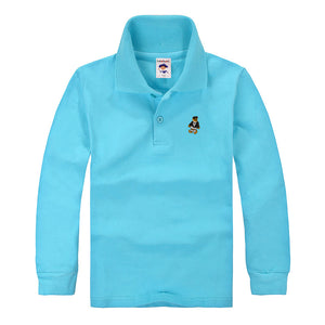 High Quality Unisex Boys Girls School Uniform Polo Shirt Kids  Baby Toddler Long Sleeve Spring Autumn   Cotton TShirts