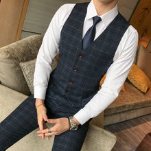 Load image into Gallery viewer, New Men&#39;s Fashion Boutique Plaid Wedding Dress Suit