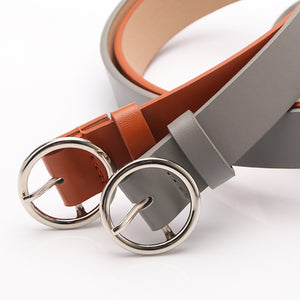 Ladies belt simple versatile round buckle new fashion decorative belt female students Korean version of the jeans belt female