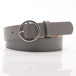 Ladies belt simple versatile round buckle new fashion decorative belt female students Korean version of the jeans belt female