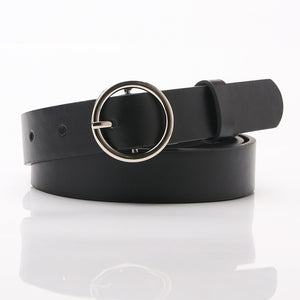 Ladies belt simple versatile round buckle new fashion decorative belt female students Korean version of the jeans belt female