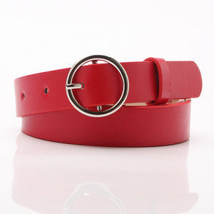Ladies belt simple versatile round buckle new fashion decorative belt female students Korean version of the jeans belt female