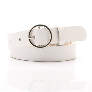 Ladies belt simple versatile round buckle new fashion decorative belt female students Korean version of the jeans belt female
