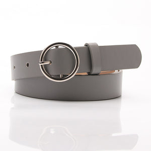 Ladies belt simple versatile round buckle new fashion decorative belt female students Korean version of the jeans belt female