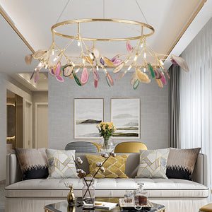 Living room lamp Nordic chandelier post modern minimalist restaurant designer light luxury villa agate piece branch decoration lamps