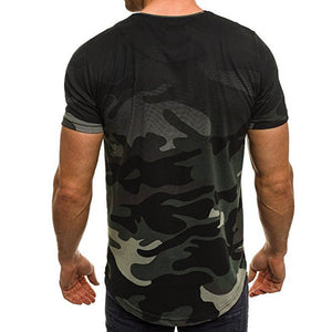 Men Casual Short Sleeve Polyester Canvas O-Neck Shirt