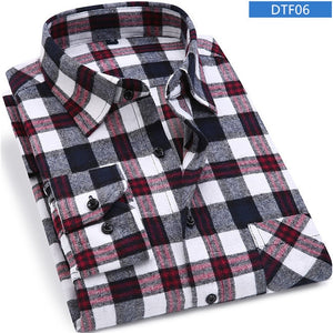 Men Flannel Plaid Shirt 100% Cotton Spring Autumn Casual Long Sleeve Shirt Soft Comfort Slim Fit Styles Brand Man Clothes
