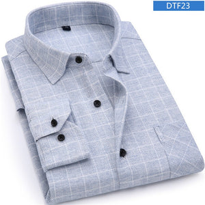 Men Flannel Plaid Shirt 100% Cotton Spring Autumn Casual Long Sleeve Shirt Soft Comfort Slim Fit Styles Brand Man Clothes