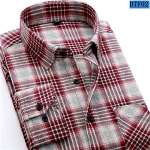 Men Flannel Plaid Shirt 100% Cotton Spring Autumn Casual Long Sleeve Shirt Soft Comfort Slim Fit Styles Brand Man Clothes