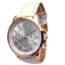 Load image into Gallery viewer, Men Leather Quartz Wrist watch Round Glass Simple Fashion