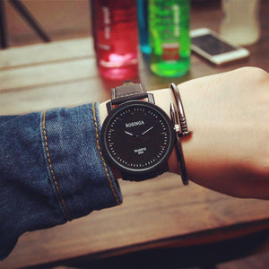 Men PU Leather Wristwatch Fashion Stainless Steel Glass Dial watch
