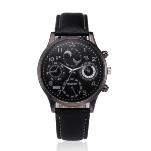 Men Quartz Wristwatches Business Casual Leather Band with Glass dial
