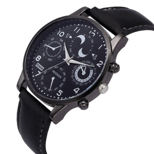Men Quartz Wristwatches Business Casual Leather Band with Glass dial
