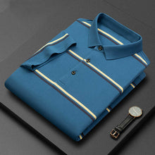 Load image into Gallery viewer, Men&#39;s Stripe Patchwork Polo T Shirts Business Casual Loose Lapel