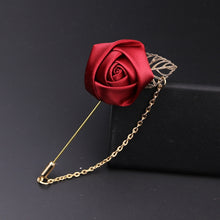 Load image into Gallery viewer, Men&#39;s Suit Rose Flower Brooches Pins Canvas Fabric Ribbon Tie 14 Colors Brooch for Women And Men Clothing Dress Accessories