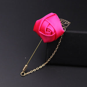 Men's Suit Rose Flower Brooches Pins Canvas Fabric Ribbon Tie 14 Colors Brooch for Women And Men Clothing Dress Accessories