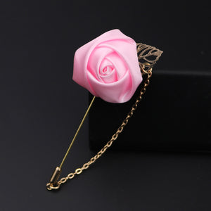 Men's Suit Rose Flower Brooches Pins Canvas Fabric Ribbon Tie 14 Colors Brooch for Women And Men Clothing Dress Accessories