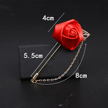 Load image into Gallery viewer, Men&#39;s Suit Rose Flower Brooches Pins Canvas Fabric Ribbon Tie 14 Colors Brooch for Women And Men Clothing Dress Accessories