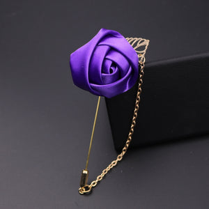 Men's Suit Rose Flower Brooches Pins Canvas Fabric Ribbon Tie 14 Colors Brooch for Women And Men Clothing Dress Accessories