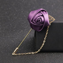 Load image into Gallery viewer, Men&#39;s Suit Rose Flower Brooches Pins Canvas Fabric Ribbon Tie 14 Colors Brooch for Women And Men Clothing Dress Accessories