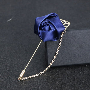 Men's Suit Rose Flower Brooches Pins Canvas Fabric Ribbon Tie 14 Colors Brooch for Women And Men Clothing Dress Accessories