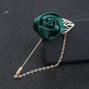 Men's Suit Rose Flower Brooches Pins Canvas Fabric Ribbon Tie 14 Colors Brooch for Women And Men Clothing Dress Accessories