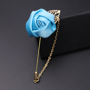 Men's Suit Rose Flower Brooches Pins Canvas Fabric Ribbon Tie 14 Colors Brooch for Women And Men Clothing Dress Accessories