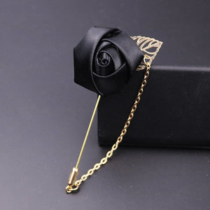 Men's Suit Rose Flower Brooches Pins Canvas Fabric Ribbon Tie 14 Colors Brooch for Women And Men Clothing Dress Accessories