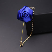 Load image into Gallery viewer, Men&#39;s Suit Rose Flower Brooches Pins Canvas Fabric Ribbon Tie 14 Colors Brooch for Women And Men Clothing Dress Accessories