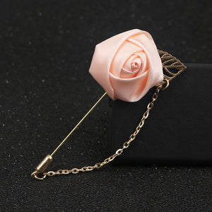 Men's Suit Rose Flower Brooches Pins Canvas Fabric Ribbon Tie 14 Colors Brooch for Women And Men Clothing Dress Accessories