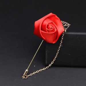 Men's Suit Rose Flower Brooches Pins Canvas Fabric Ribbon Tie 14 Colors Brooch for Women And Men Clothing Dress Accessories