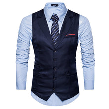 Load image into Gallery viewer, Men&#39;s Vest Gilet Costume Casual Turn Down Collar Men Waistcoat Business Wedding Slim Fit Mens Suit Vests Chaleco Hombre